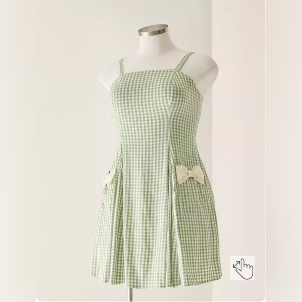 Torrid Retro Chic Fit and Flare Green Gingham Dress